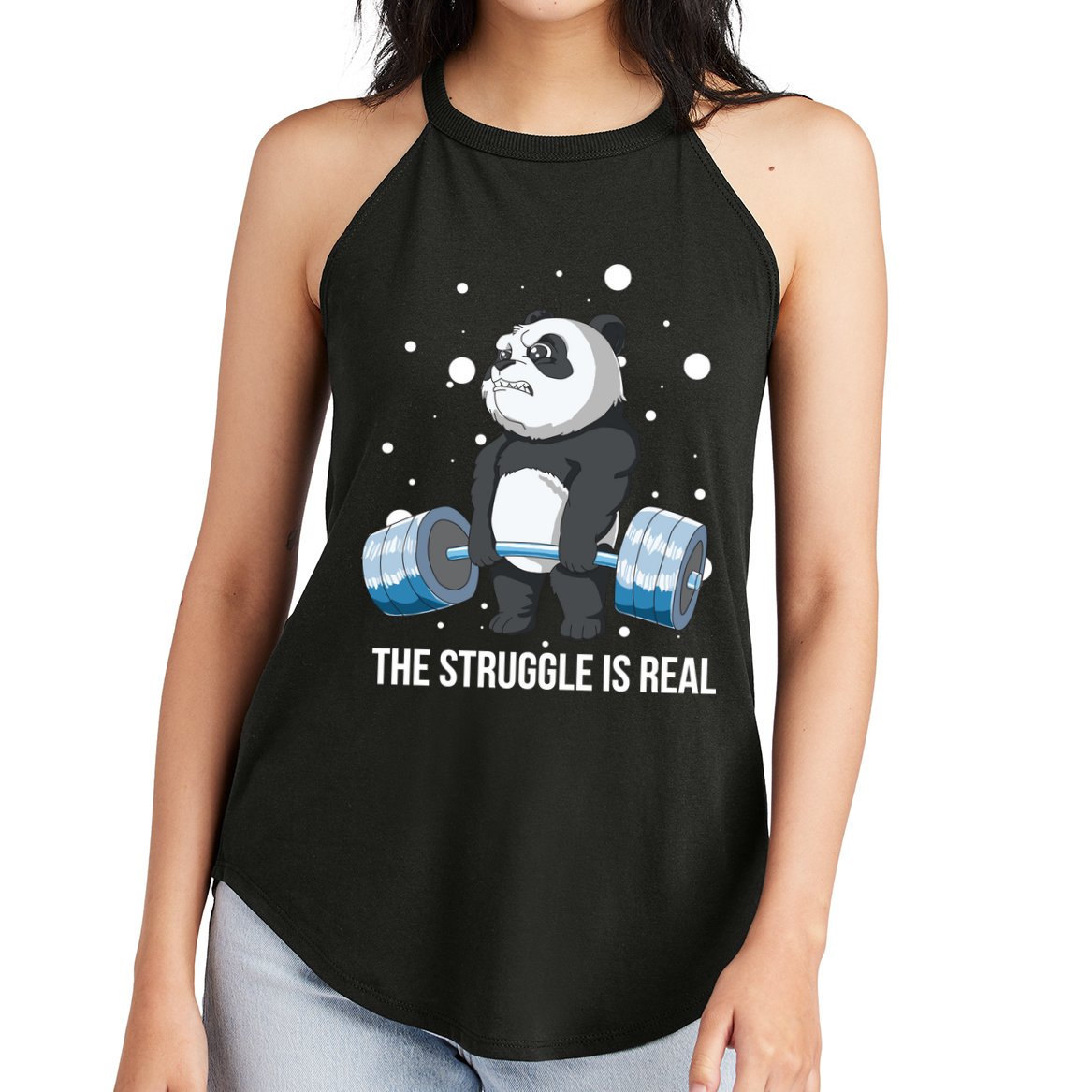 The Struggle Is Real Panda Women's Perfect Tri Rocker Tank