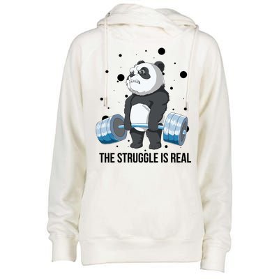 The Struggle Is Real Panda Womens Funnel Neck Pullover Hood