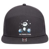 The Struggle Is Real Panda 7 Panel Mesh Trucker Snapback Hat