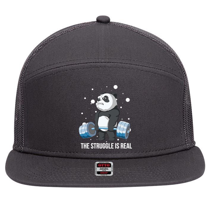 The Struggle Is Real Panda 7 Panel Mesh Trucker Snapback Hat