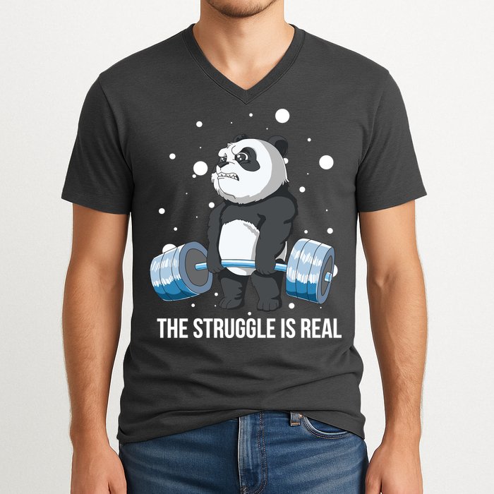 The Struggle Is Real Panda V-Neck T-Shirt
