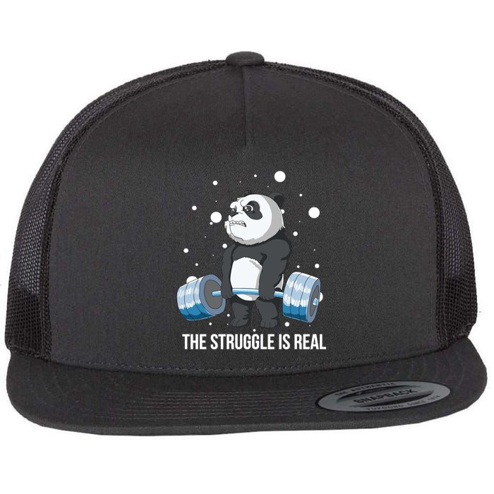 The Struggle Is Real Panda Flat Bill Trucker Hat