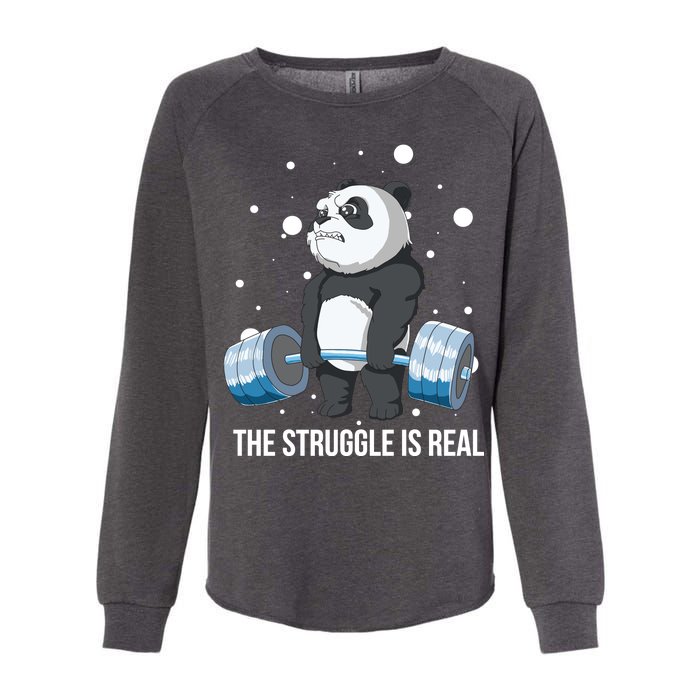 The Struggle Is Real Panda Womens California Wash Sweatshirt