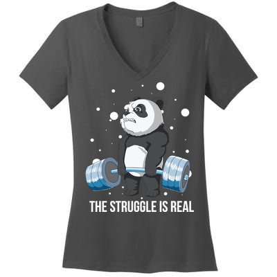 The Struggle Is Real Panda Women's V-Neck T-Shirt