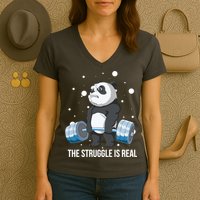 The Struggle Is Real Panda Women's V-Neck T-Shirt