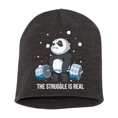 The Struggle Is Real Panda Short Acrylic Beanie