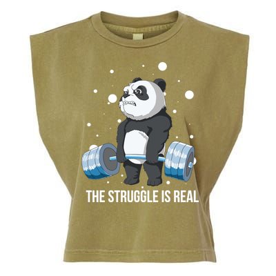 The Struggle Is Real Panda Garment-Dyed Women's Muscle Tee