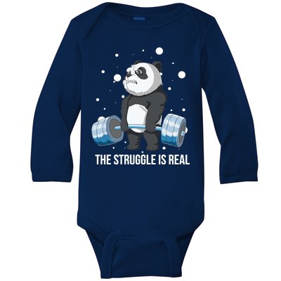 The Struggle Is Real Panda Baby Long Sleeve Bodysuit