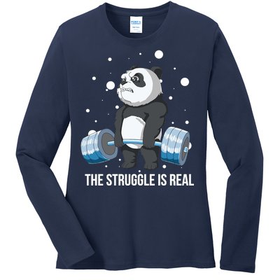 The Struggle Is Real Panda Ladies Long Sleeve Shirt