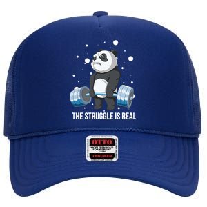 The Struggle Is Real Panda High Crown Mesh Back Trucker Hat