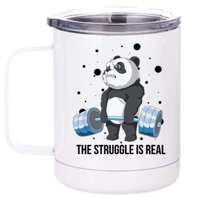 The Struggle Is Real Panda 12 oz Stainless Steel Tumbler Cup