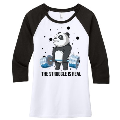 The Struggle Is Real Panda Women's Tri-Blend 3/4-Sleeve Raglan Shirt