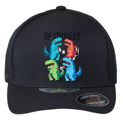 The Struggle Is Real T-Rex Problems Flexfit Unipanel Trucker Cap