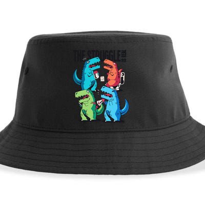 The Struggle Is Real T-Rex Problems Sustainable Bucket Hat