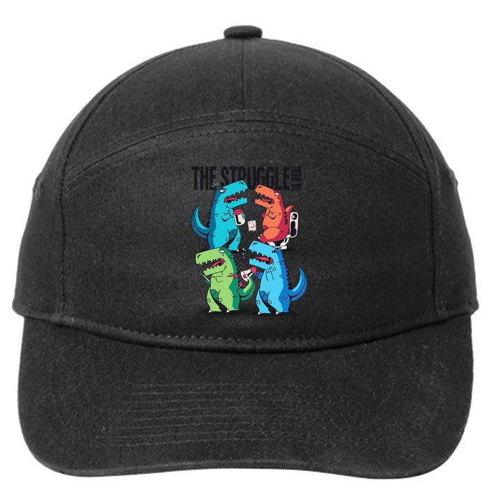 The Struggle Is Real T-Rex Problems 7-Panel Snapback Hat