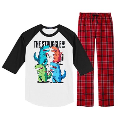 The Struggle Is Real T-Rex Problems Raglan Sleeve Pajama Set