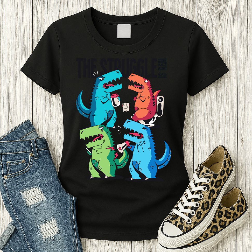 The Struggle Is Real T-Rex Problems Womens T-Shirt