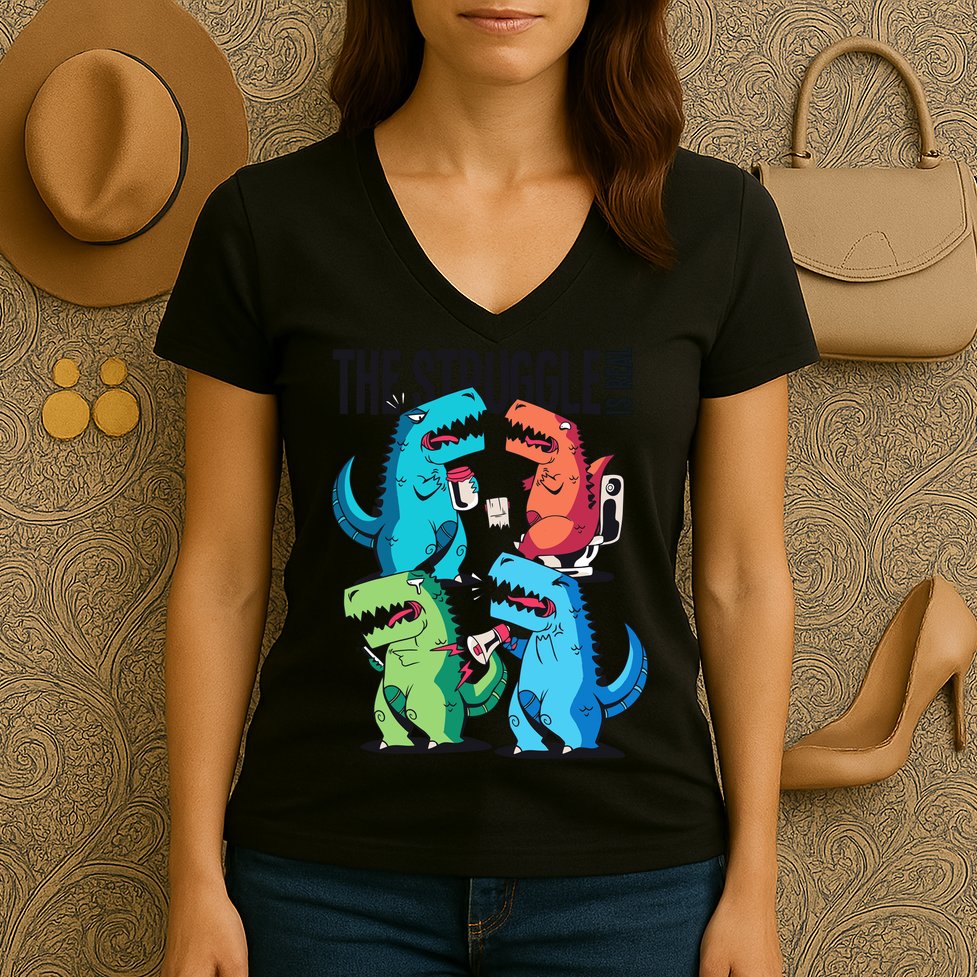 The Struggle Is Real T-Rex Problems Women's V-Neck T-Shirt