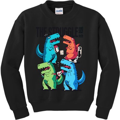 The Struggle Is Real T-Rex Problems Kids Sweatshirt