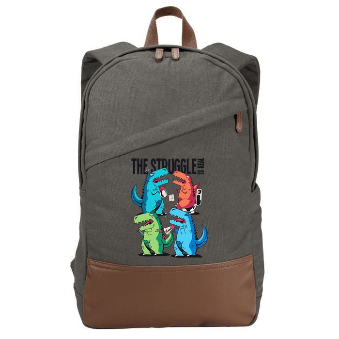 The Struggle Is Real T-Rex Problems Cotton Canvas Backpack