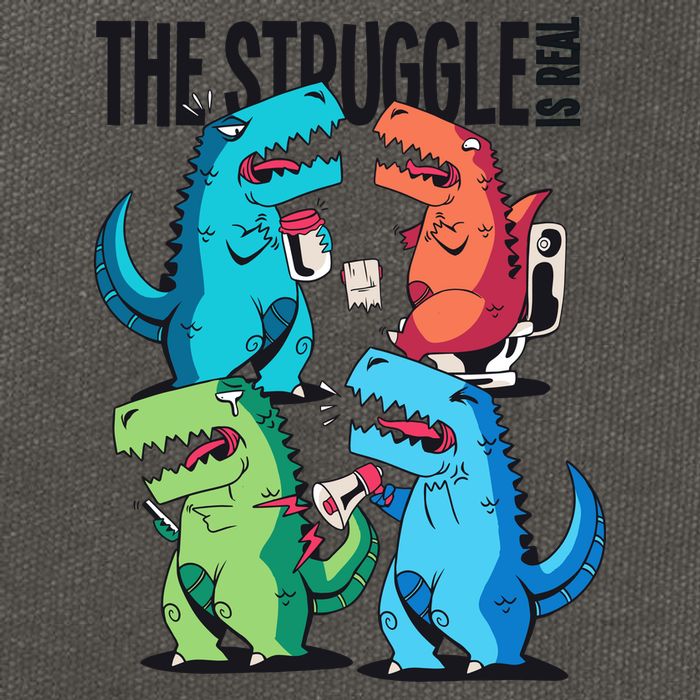 The Struggle Is Real T-Rex Problems Cotton Canvas Backpack