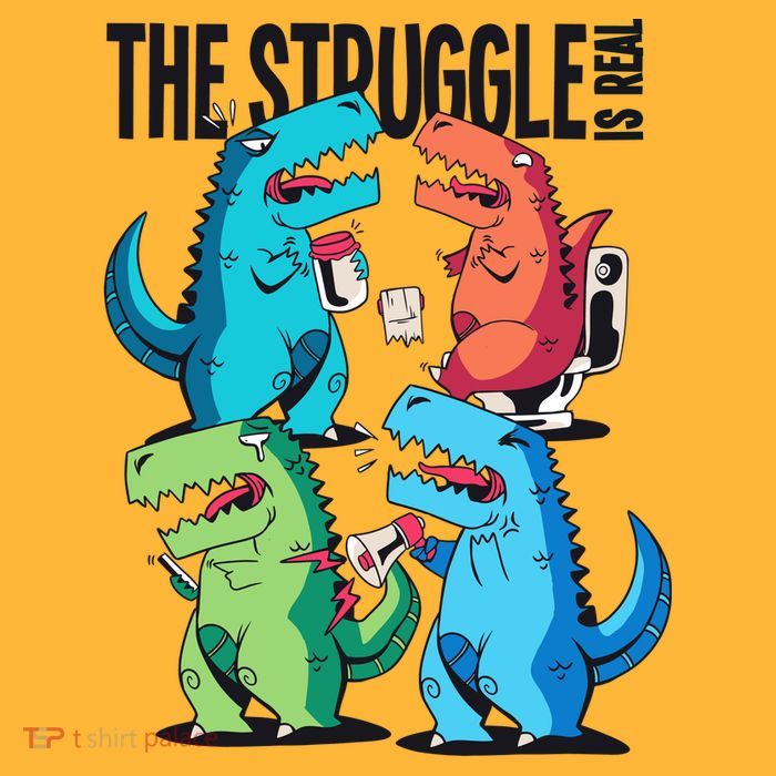 The Struggle Is Real T-Rex Problems High Crown Mesh Back Trucker Hat