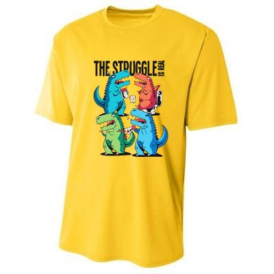 The Struggle Is Real T-Rex Problems Youth Performance Sprint T-Shirt