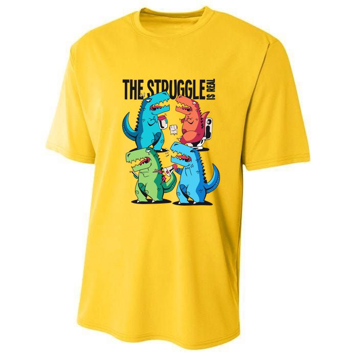 The Struggle Is Real T-Rex Problems Youth Performance Sprint T-Shirt