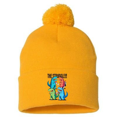 The Struggle Is Real T-Rex Problems Pom Pom 12in Knit Beanie