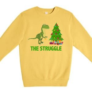 The Struggle T-rex Christmas Tree Premium Crewneck Sweatshirt