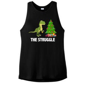 The Struggle T-rex Christmas Tree Ladies PosiCharge Tri-Blend Wicking Tank