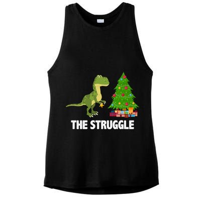 The Struggle T-rex Christmas Tree Ladies PosiCharge Tri-Blend Wicking Tank