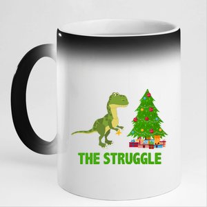 The Struggle T-rex Christmas Tree 11oz Black Color Changing Mug