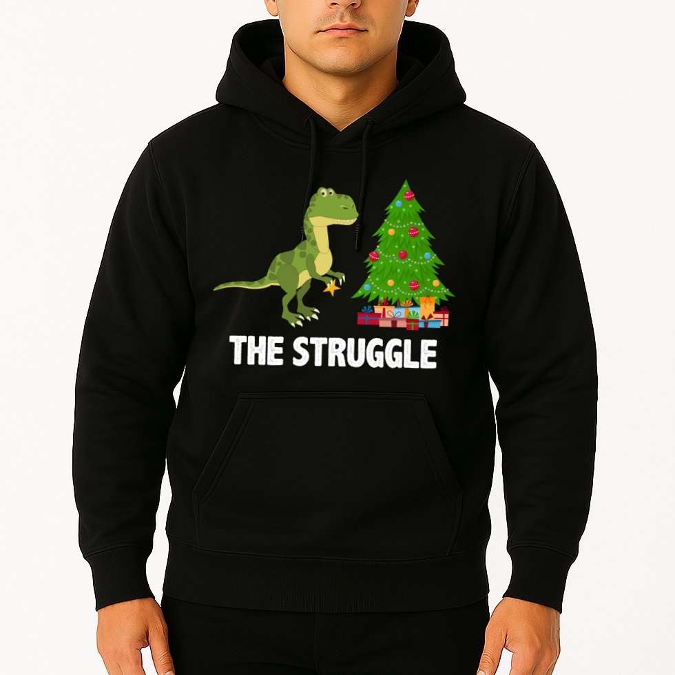 The Struggle T-rex Christmas Tree Hoodie