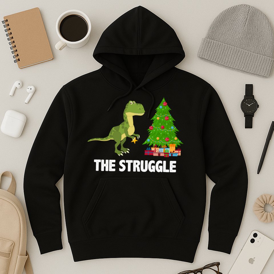 The Struggle T-rex Christmas Tree Hoodie