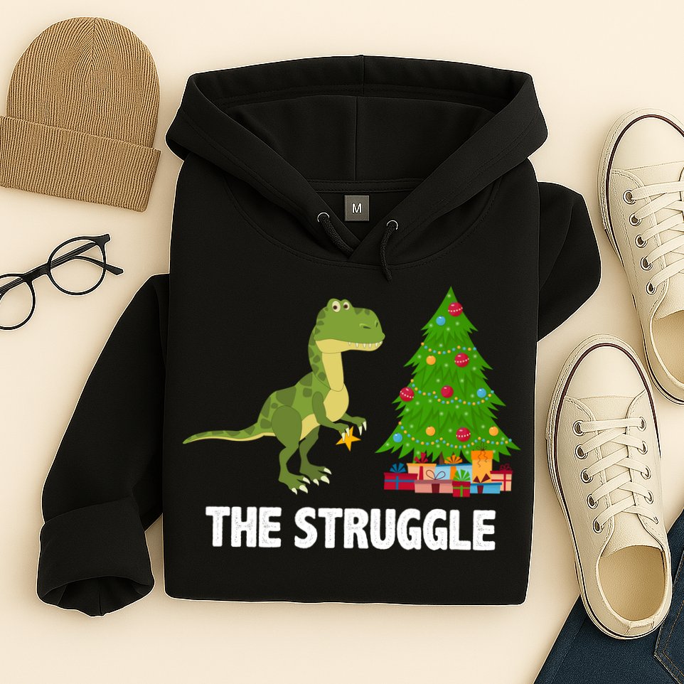The Struggle T-rex Christmas Tree Hoodie
