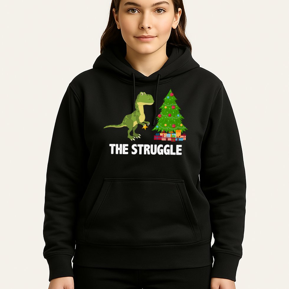 The Struggle T-rex Christmas Tree Hoodie
