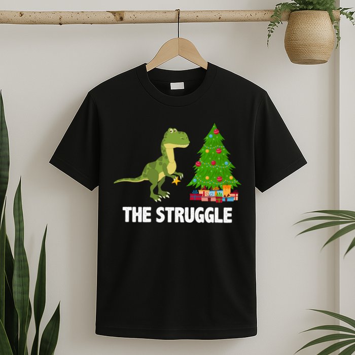The Struggle T-rex Christmas Tree T-Shirt