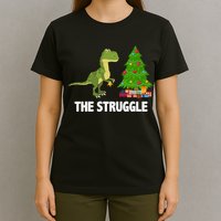 The Struggle T-rex Christmas Tree T-Shirt