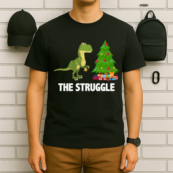 The Struggle T-rex Christmas Tree T-Shirt