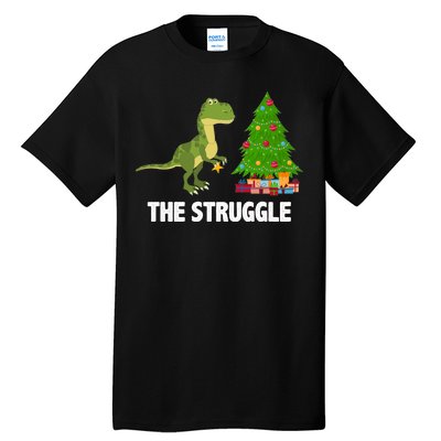 The Struggle T-rex Christmas Tree Tall T-Shirt