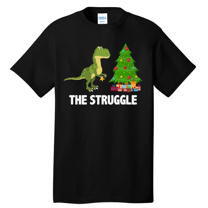 The Struggle T-rex Christmas Tree Tall T-Shirt