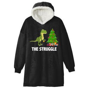 The Struggle T-rex Christmas Tree Hooded Wearable Blanket