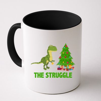 The Struggle T-rex Christmas Tree Mug