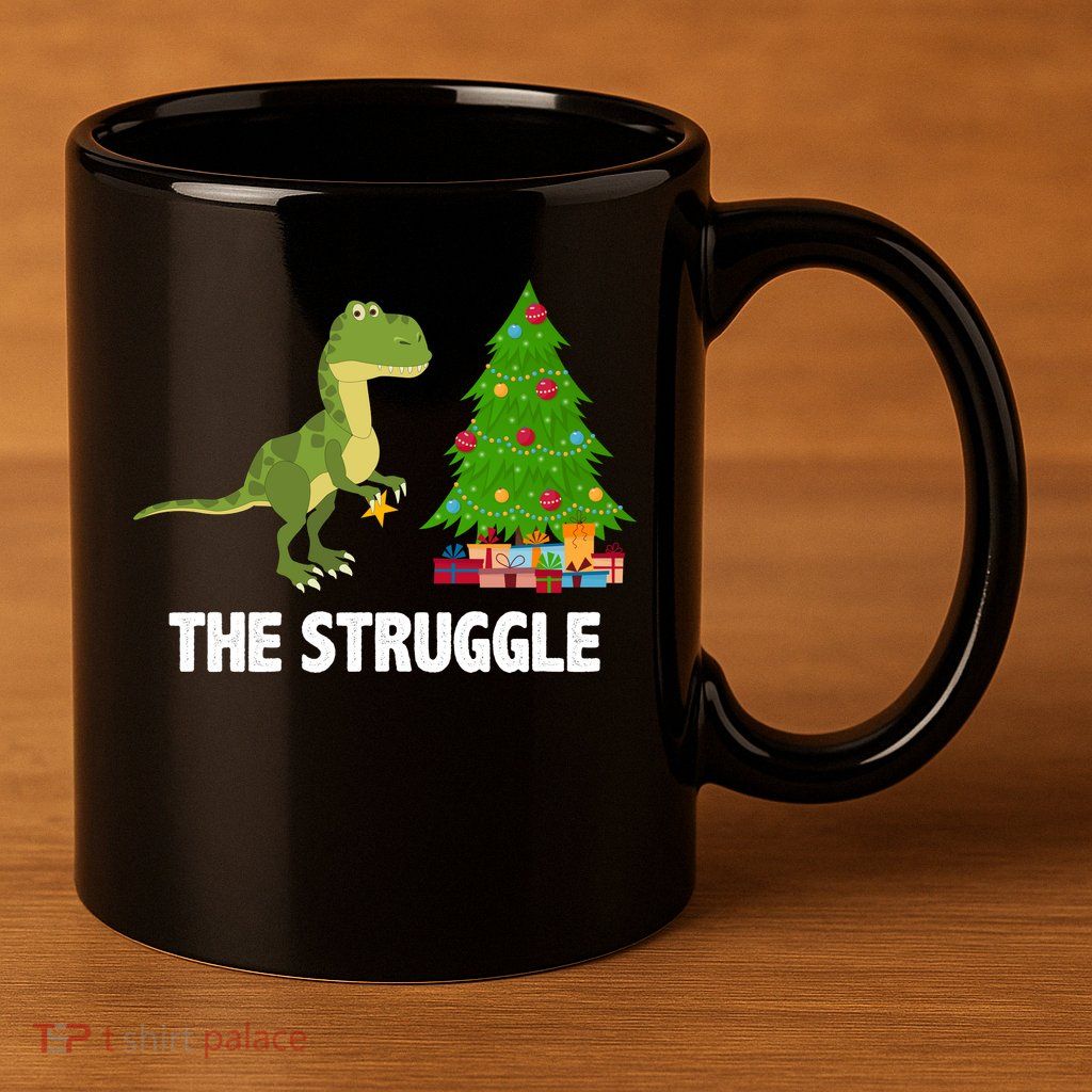The Struggle T-rex Christmas Tree 11oz C Handle Ceramic Mug