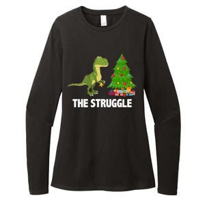 The Struggle T-rex Christmas Tree Womens CVC Long Sleeve Shirt