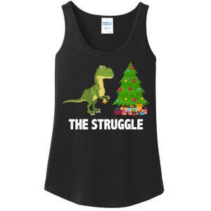 The Struggle T-rex Christmas Tree Ladies Essential Tank