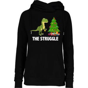 The Struggle T-rex Christmas Tree Womens Funnel Neck Pullover Hood