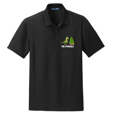 The Struggle T-rex Christmas Tree Dry Zone Grid Polo