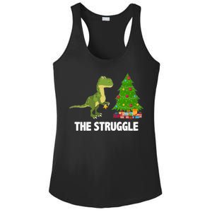 The Struggle T-rex Christmas Tree Ladies PosiCharge Competitor Racerback Tank